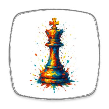 King of Chess Colorful Watercolor Style - Square fridge magnet - white - Front