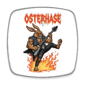 Heavy Metal Osterhase Rocker Ostern Hardcore Hase - Viereckiger Kühlschrankmagnet - Weiß - Vorne