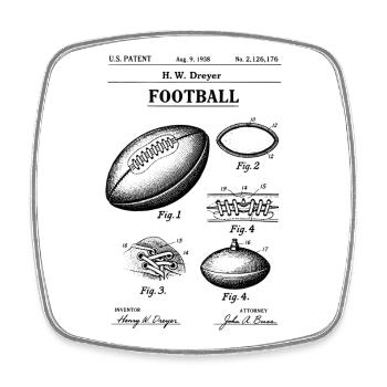 Brevet du plan vintage pour balle de football américain - Magnet carré - blanc - Devant