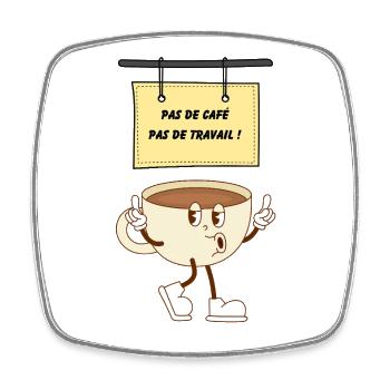 Pause café - Magnet carré - blanc - Devant