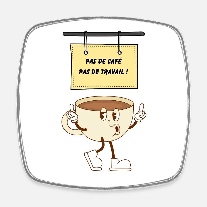 Pause café - Magnet carré - blanc