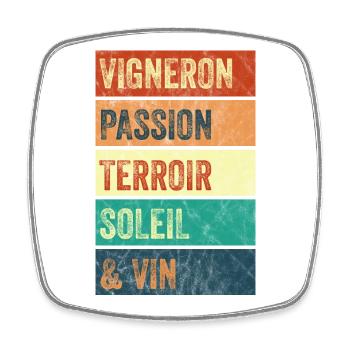 Vigneron Passion Terroir - Magnet carré - blanc - Devant