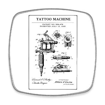 T-shirt de design breveté de plan de machine à tatouer - Magnet carré - blanc - Devant