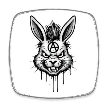 Heavy Metal Osterhase Rocker Ostern Hardcore Hase - Viereckiger Kühlschrankmagnet - Weiß - Vorne