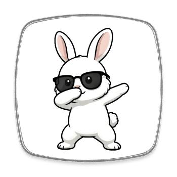 Lapin à dabber - Magnet carré - blanc - Devant