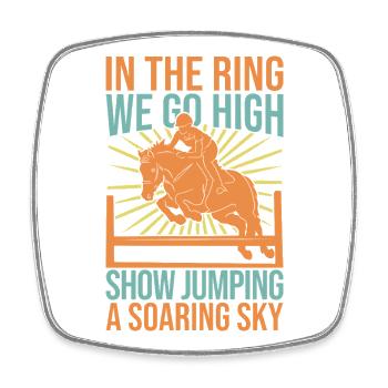 Hobby Horse Rider High Jumping English Riding - Square fridge magnet - white - Front