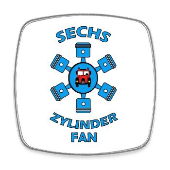 Sechs Zylinder Fan - Feuerwehr - Viereckiger Kühlschrankmagnet - Weiß - Vorne