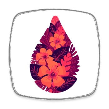Flora Fire Leaves - Square fridge magnet - white - Front