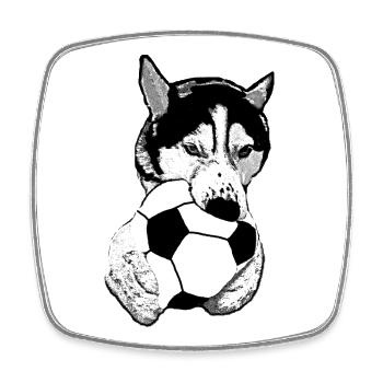 Husky mit Ball - Viereckiger Kühlschrankmagnet - Weiß - Vorne