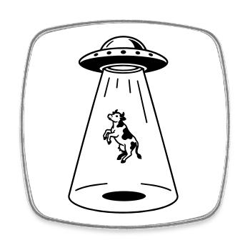 UFO mit Kuh - Viereckiger Kühlschrankmagnet - Weiß - Vorne
