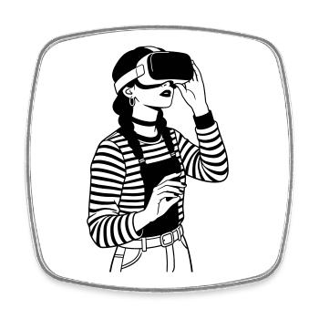 VR Gamer - Magnet carré - blanc - Devant
