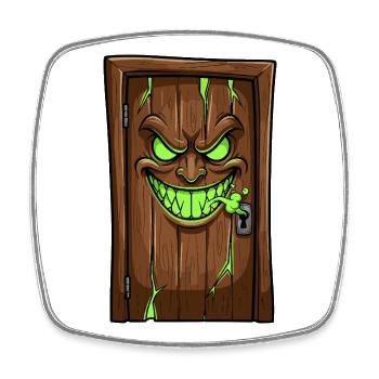 Demonic Door Faces Wood - Square fridge magnet - white - Front