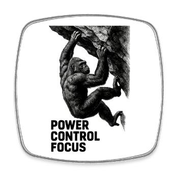 Gorilla Bouldern: Power Control Focus Design - Viereckiger Kühlschrankmagnet - Weiß - Vorne