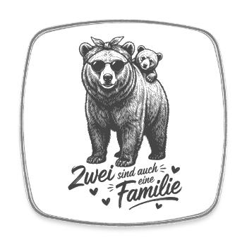 Mama Bär Kind Baby - Zwei sind auch eine Familie - Viereckiger Kühlschrankmagnet - Weiß - Vorne