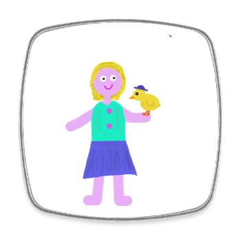 Smiling Girl Chick Chicken - Square fridge magnet - white - Front