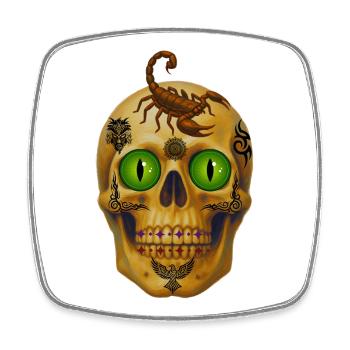 Skull with scorpion t-shirt design. - Square fridge magnet - white - Front