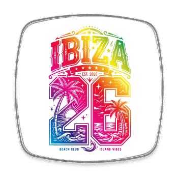 Ibiza 26 Coloré 2026 - Magnet carré - blanc - Devant