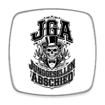 JGA Junggesellenabschied Totenkopf - Viereckiger Kühlschrankmagnet - Weiß - Vorne