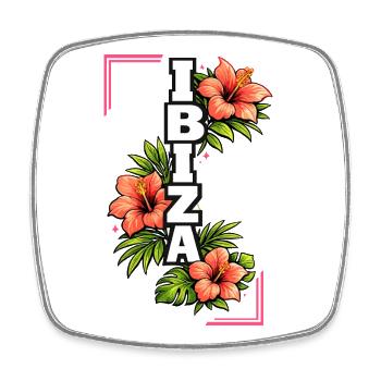 Ibiza Hibiscus Summer Vibes Tropical Floral - Square fridge magnet - white - Front