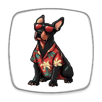 Dobermann Hund Comic Urlaub - Viereckiger Kühlschrankmagnet - Weiß - Vorne