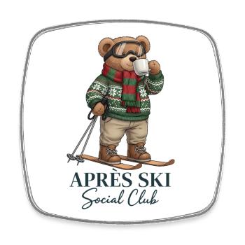 Après Ski Social Club Bär Skifahren - Viereckiger Kühlschrankmagnet - Weiß - Vorne