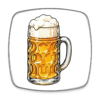 Bierkrug mit Schaum - Viereckiger Kühlschrankmagnet - Weiß - Vorne