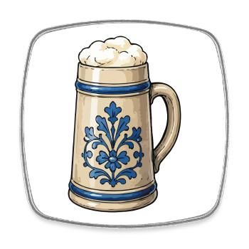 Blue Floral Decor Beer Stone Art - Square fridge magnet - white - Front