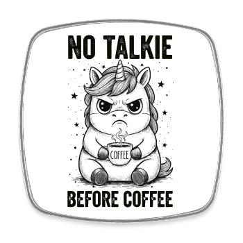 No conversation in front of coffee lover unicorn - Square fridge magnet - white - Front