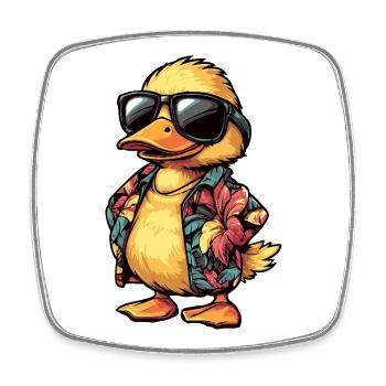 Ente Comic Urlaub - Viereckiger Kühlschrankmagnet - Weiß - Vorne