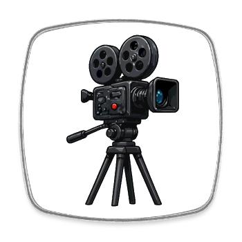 Vintage Filmkamera auf Stativ - Viereckiger Kühlschrankmagnet - Weiß - Vorne