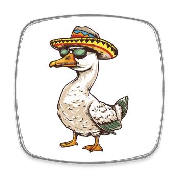 Gans Comic Lustig Sombrero - Viereckiger Kühlschrankmagnet - Weiß - Vorne