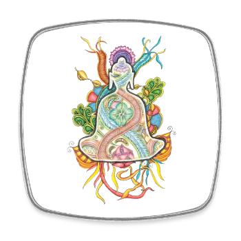 Tranzending Buddha meditating hand-drawn - bunt - Viereckiger Kühlschrankmagnet - Weiß - Vorne