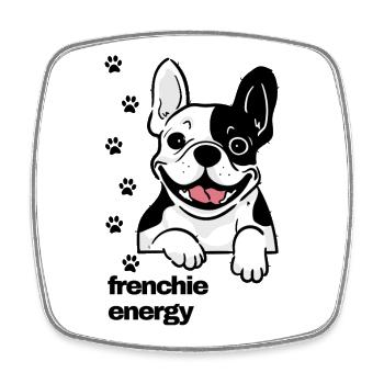 Frenchie Energy - Viereckiger Kühlschrankmagnet - Weiß - Vorne