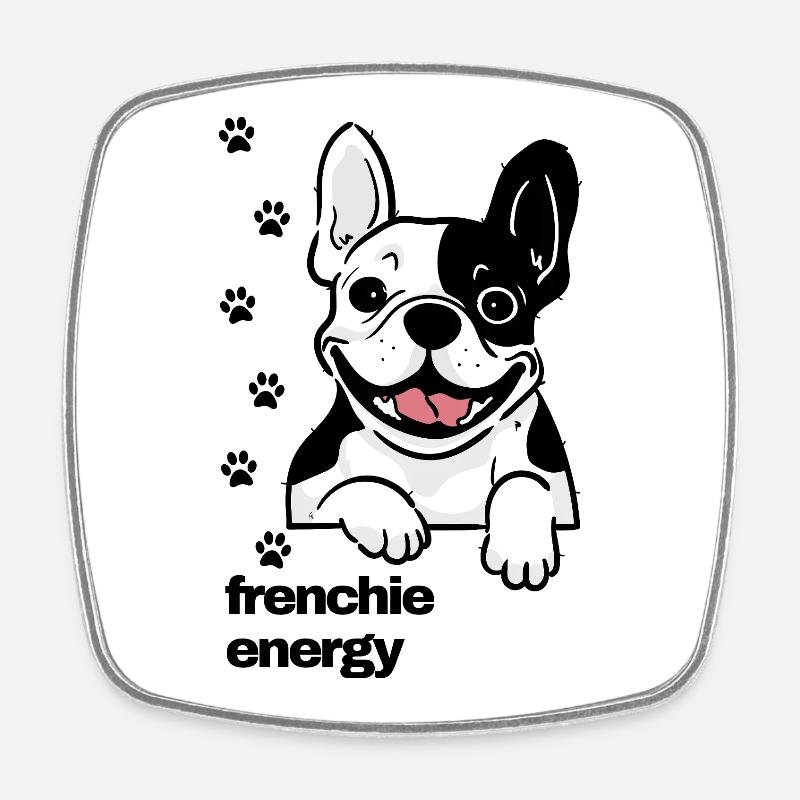 Frenchie Energy - Square fridge magnet - white