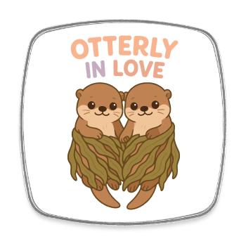 Otterly In Love – Sweet Otter Couple Pastel - Magnet carré - blanc - Devant