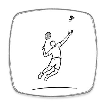 Badminton-Sprungheld - Viereckiger Kühlschrankmagnet - Weiß - Vorne