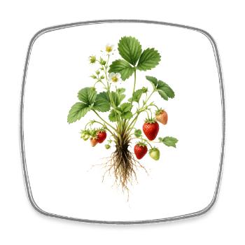 Erdbeerpflanze Botanisches Vintage Motiv - Viereckiger Kühlschrankmagnet - Weiß - Vorne