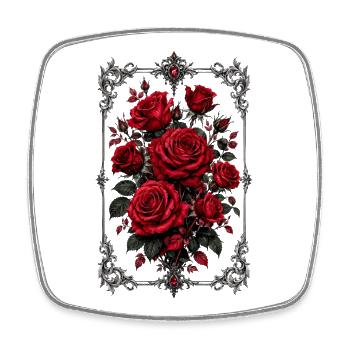 Roses, Red Roses, Rose & Flowers - Square fridge magnet - white - Front