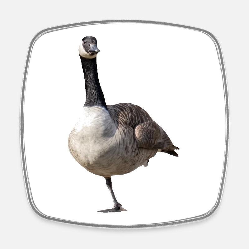 Canadian goose on one leg - Square fridge magnet - white