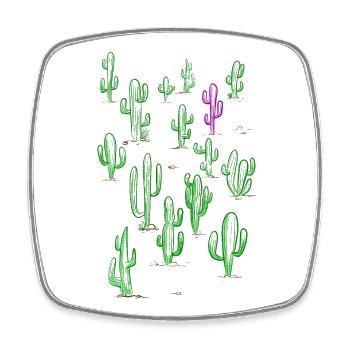 Green and purple desert cactus - Square fridge magnet - white - Front