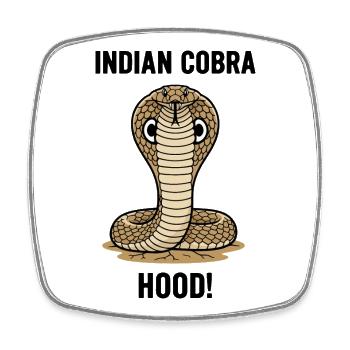 Indische Kobra Gefahrhaube Indische Kobra Schwarz - Viereckiger Kühlschrankmagnet - Weiß - Vorne