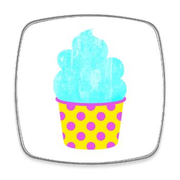 Eis Softeis Eiscreme Punkte Dots Sommer Pastell - Viereckiger Kühlschrankmagnet - Weiß - Vorne