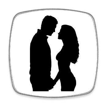Couple Silhouette Amour Romance Petit ami de la Saint-Valentin - Magnet carré - blanc - Devant
