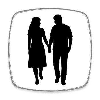 Couple Silhouette Amour Romance Petit ami de la Saint-Valentin - Magnet carré - blanc - Devant