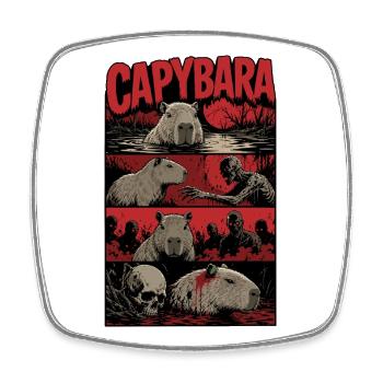 Zombie Capybara Horror Art - Viereckiger Kühlschrankmagnet - Weiß - Vorne