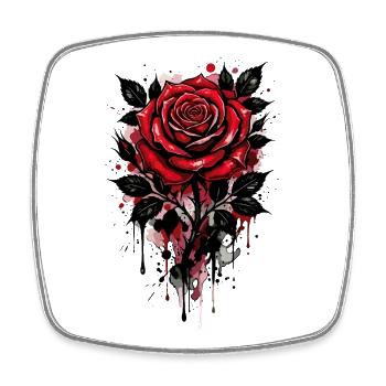 Rose, Red Rose, Rose & Flowers - Square fridge magnet - white - Front