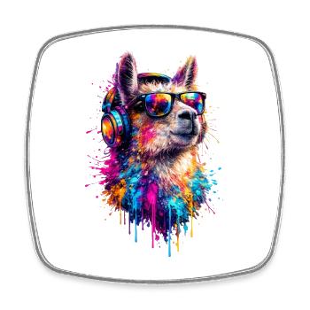 Lama Pop Art - Viereckiger Kühlschrankmagnet - Weiß - Vorne