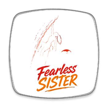 Fearless Sister – Klettern ohne Angst - Viereckiger Kühlschrankmagnet - Weiß - Vorne