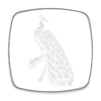 Peacock Lace on Black - Square fridge magnet - white - Front