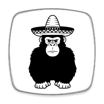 Gorilla sombrero - Magnet carré - blanc - Devant